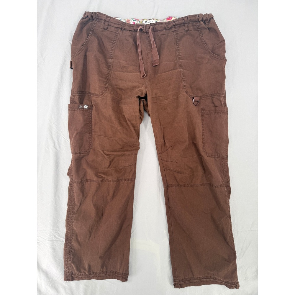 Koi Lindsey 701-R Brown Cargo Scrub Pants Womens 2X‎ Regular Elastic Drawstring